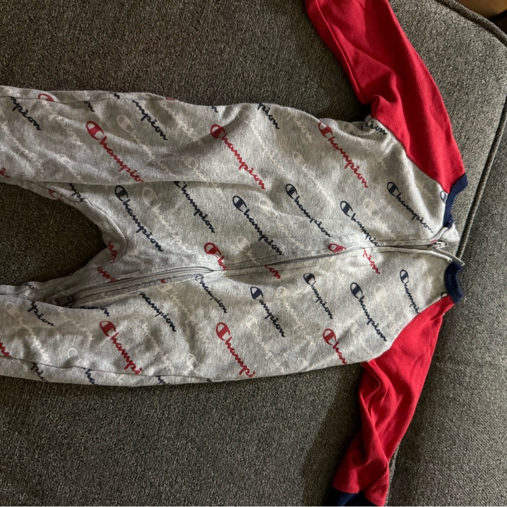 Champion Gray and Red Infant Jumpsuit